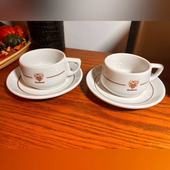 Vintage Rombouts Coffee Cup & Saucer Set - Holland, 2 Sets - Picture 1 of 7